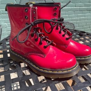 DR MARTENS 1460 PATENT LEATHER BOOTS
